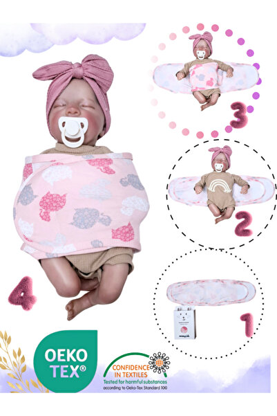 Mommyslab New 0-4 Months Adjustable Velcro Cat Patterned Colorful Half Sash Baby Swaddle Belt 100% Cotton