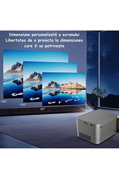 ambrasmart Ambrasmart mini portable projector, gray, HD, dual band WiFi, autofocus, home cinema and gaming
