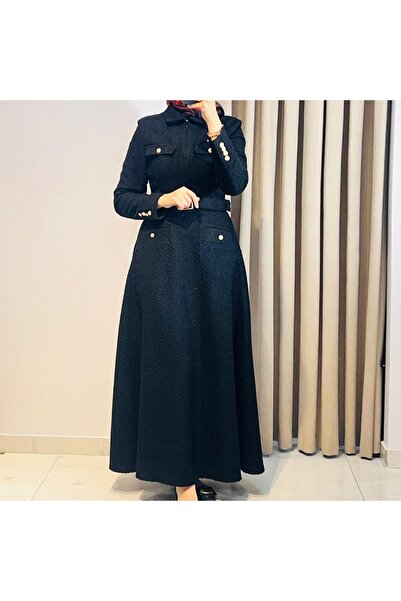 QVARS BUTİK فستان تودي 3009 للسيدات من التوفيت باللون الأسود