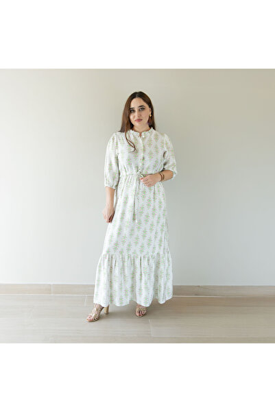 LINELLE Ladies Casual Dress – Rayon Blend Floral Printed Maxi Wear with Belt, LCD6733