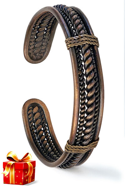 Binbir Trend El Yapımı Ayarlanabilir Burgulu Saf Bakır Bileklik , Bakır Bilezik BB-330