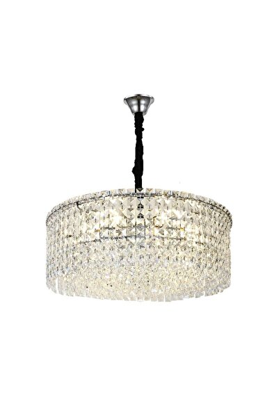 RFAN Candelabru, Model RF7108/600, Textură de Cristal, Metal, 10 X E14, Argintiu