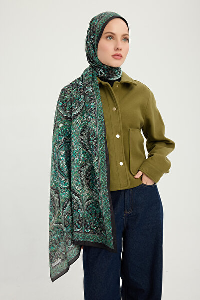ipekistanbul شال فييرا منقوش - القصور الأبدية - أخضر زمردي