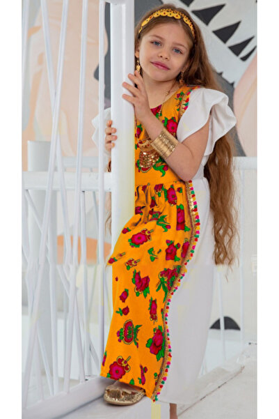 outline Yellow cotton shawl dress