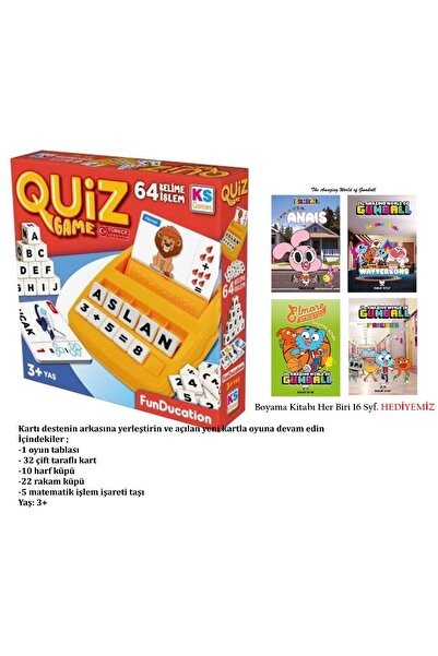 Ks Games Quiz Game ve The Gumball Lisanslı 4 Adet Boyama Kitabı 16 Syf'lık