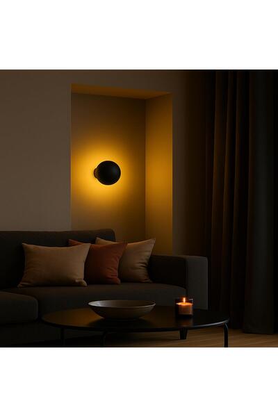 MOİRA Fungal Modern Metal Plated Single Wall Sconce Black Diameter 16cm, Minimalist Decor Lighting Fungal13361A