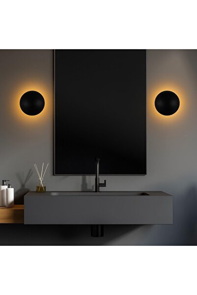 MOİRA Fungal Modern Metal Plated Single Wall Sconce Black Diameter 20cm, Minimalist Decor Lighting Fungal13362A