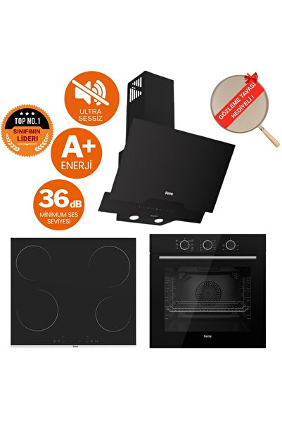 Ferre FryArt&FlowArt Quantum Sessiz Davlumbaz Elektrikli Siyah Ank. Set (D063...