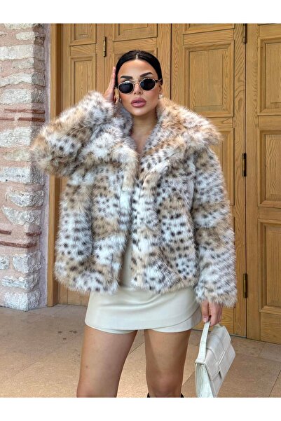 HARMONY GLOBAL Leopard Print Shawl Collar Faux Fur Coat – Soft Texture, Oversized Patterns, Winter Stylish Women's Outerwear 7552