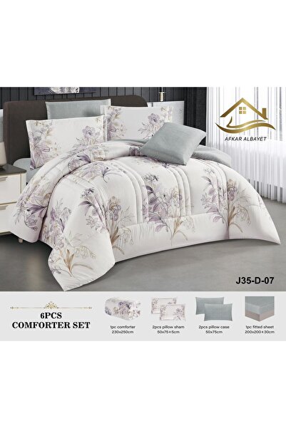 Afkar Albayet 6-piece summer double bed sheet, embroidered with microfiber
