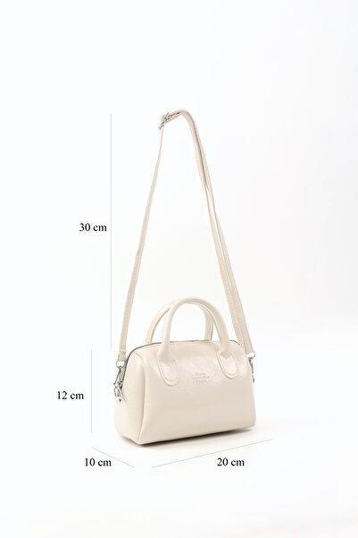 SHAKA Crinkle Textured Cream Shk184 Faux Leather, Single Compartment with Zipper, Strap Hand, Arm and Shoulder Bag