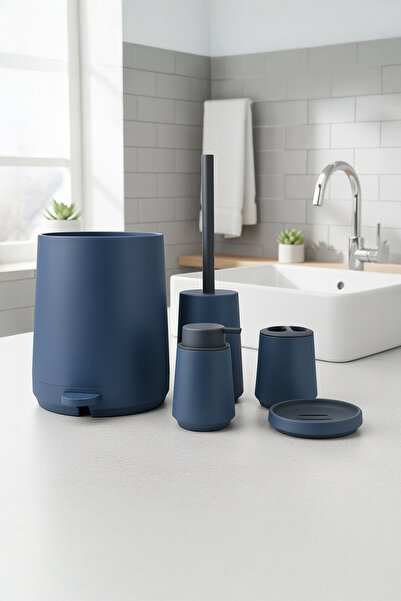 Vadi Olivia Soft Textured Luxury 5 Piece Navy Blue Acrylic Bathroom Set