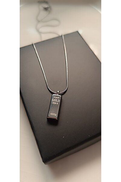 Kudi Gümüş renk külçe altın modelli yılan zincirli paslanmaz unisex Kolye