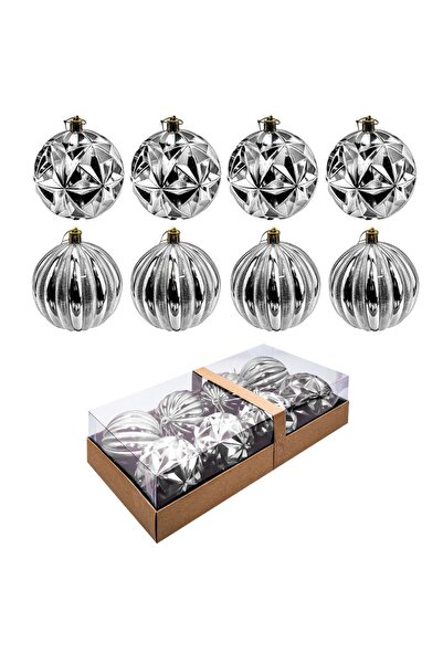 NEBO Christmas tree baubles, silver, 8 pcs/set