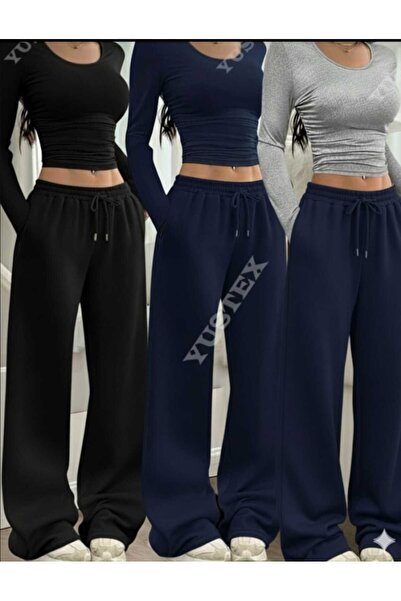 BERYY MODA Pantaloni de trening largi, negri, bleumarin, pentru iarnă, set de...