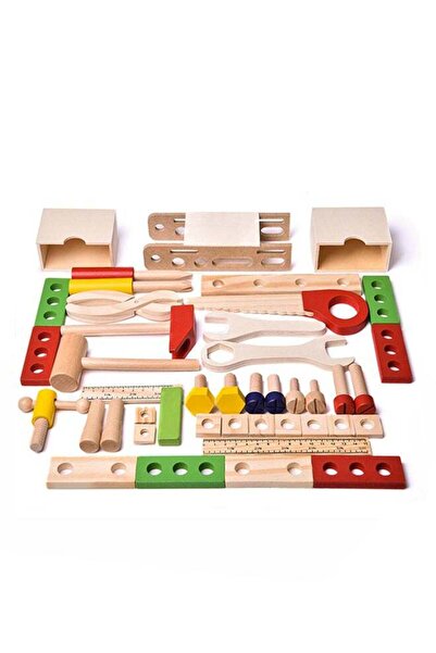 LIXADA مجموعة ألعاب بناء خشبية تعليمية غير سامة للأطفال، مكونة من 43 قطعة