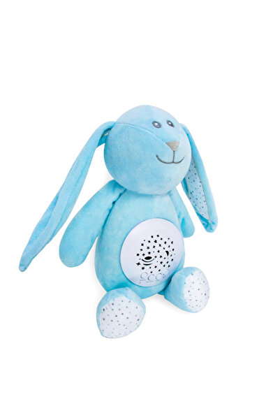 ambrasmart Iepure de plus Ambrasmart, albastru, lumina de noapte, sunete albe si functie multifunctionala