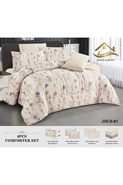 Afkar Albayet 6-piece summer double bed sheet, embroidered with microfiber