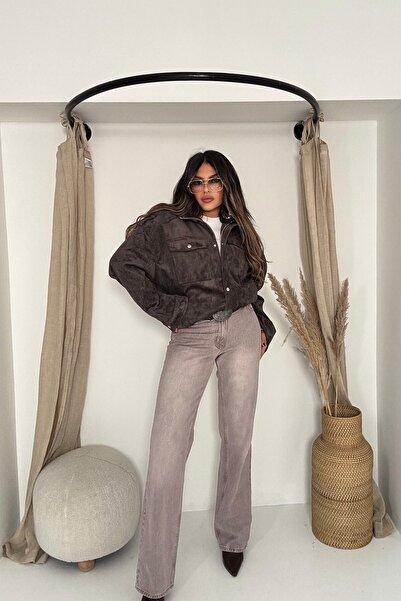 Sohotique By P Zr Model Suede Look Jacket Ash Brown