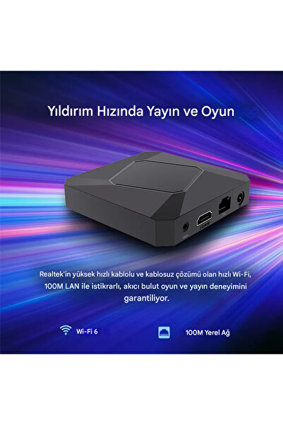 EverBox RT-X3 4K Android 14.0 TV Box 4+64GB Realtek RTD1325 Yapay Zeka İşlemci Chip Dual Hızlı WiFi6