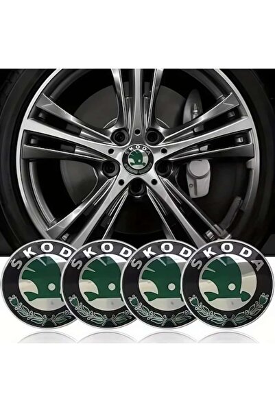 MAF ARRRD® Set de 4 capace centrale de roată pentru Skoda 56 mm compatibile cu Fabia, Octavia, Superb, verde