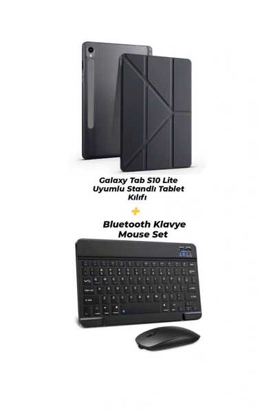 EHZ TEKNOLOJİ Galaxy Tab S10 Lite Uyumlu Klavye Mouse Set + Kalem Bölmeli Sta...