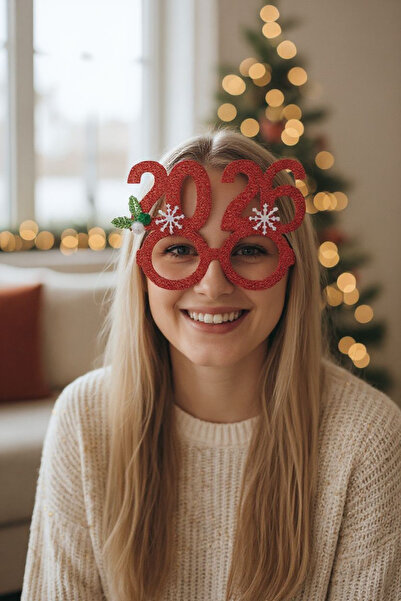 KANİNCHEN Ochelari cu tematică de Anul Nou de culoare roșie 2026 Ochelari de ...