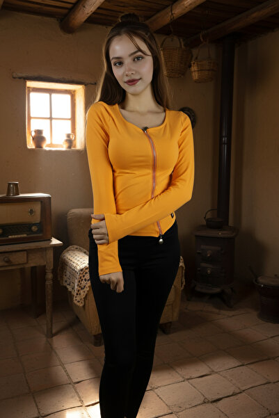 Flare بلوزة نسائية بأكمام طويلة بسحاب – قماش فاخر أنيق ومريح