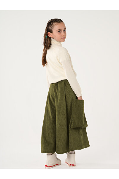 Catz Kids Kız Çocuk Haki Kadife Kali Pantolon Etek