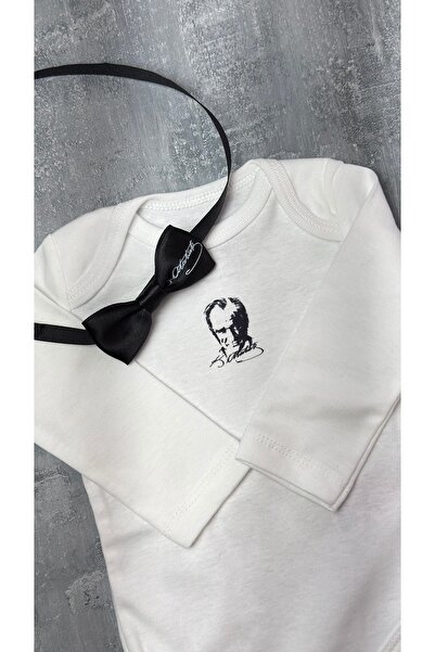 Toka Perisi طقم أتاتورك بادي وربطة عنق للأطفال بعمر 9 أشهر (يتم صنع ربطة شعر ...