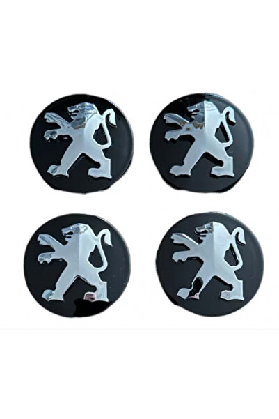 Peugeot Set de 4 capace de roată de 60 mm, negre/argintii, din plastic