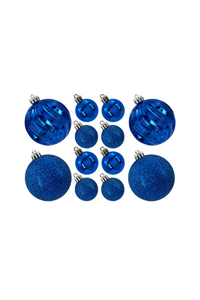 Christmas Magic مجموعة هدايا زينة مصممة باللون الأزرق، 4 و8 سم، 20 قطعة/صندوق