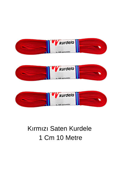 Organizasyon Pazarı Kırmızı Saten Kurdele 1cm 10 metre Balon Süs Hediyelik Sü...