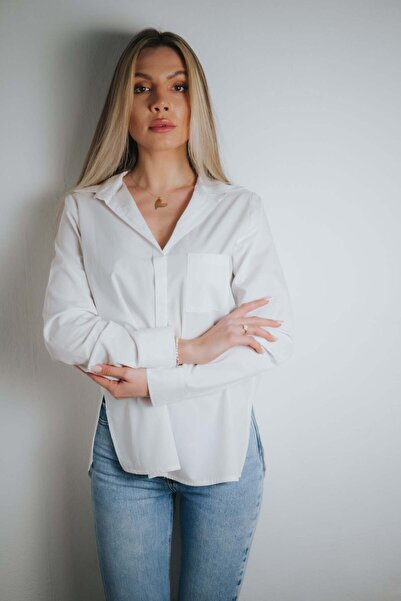 Suavette Classic White Shirt with Pocket, Made of Cotton and Bamboo Fiber