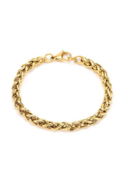 Siya Silver Kararmaz Çelik Halat Örgü Erkek Bileklik - 6mm/21 Cm