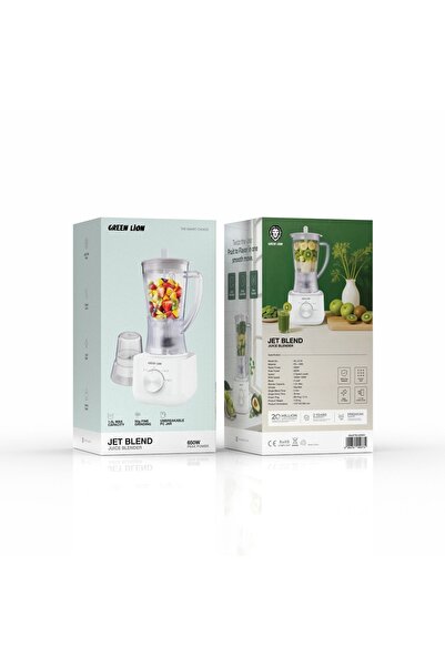 Green Lion Jet Blend Blender, 1.0L, 4-Leaf Blade, 16-19k RPM, 650W Peak – White