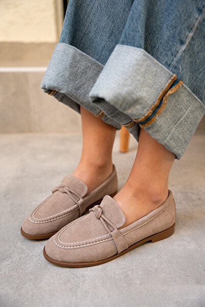 LAMİNTA Onapy Mink Suede Flat Sole Knot Detailed Shoes