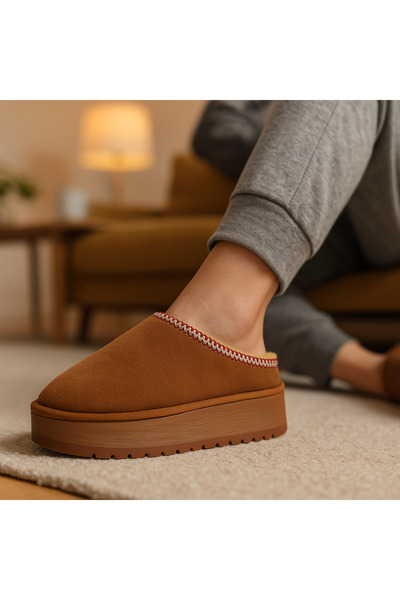 Shoebuo Χειμερινές γυναικείες παντόφλες με επένδυση από γούνα με χοντρή σόλα σε στυλ σουέτ για το σπίτι και το γραφείο (σπίτι & εξωτερικός χώρος)