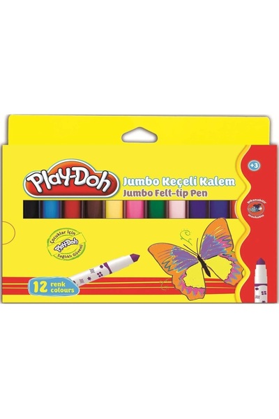Play Doh قلم طباشير بلاي دو جامبو، عبوة من 12 قلم، كرتون KE-010