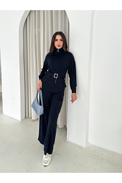 TheyYou Κομψό casual κοστούμι με φερμουάρ και ζώνη από ύφασμα Modal που ταιριάζει με τα ρούχα του ιδιοφυΐας / Σετ αθλητικής φόρμας Modest Modal