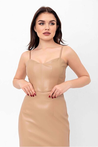 Swass Midi Slit Detailed Vegan Leather Skirt