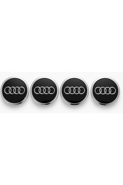 OEM Set de 4 capace de jantă Audi 61 mm – Negru lucios, pentru jante din alia...