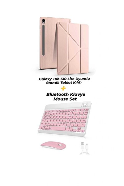 EHZ TEKNOLOJİ Galaxy Tab S10 Lite Uyumlu Klavye Mouse Set + Kalem Bölmeli Standı Tablet Kılıfı