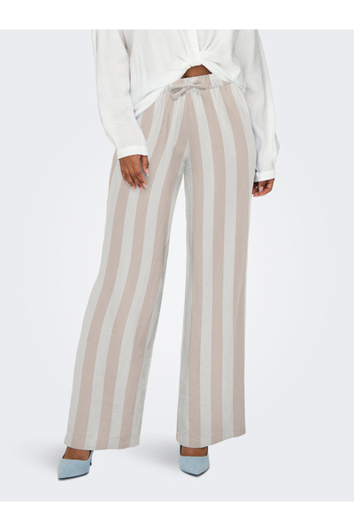 ONLY Women's Onlcaro Mw Linen Bl Pull-Up Pant Cc Pnt O15291807-4652312