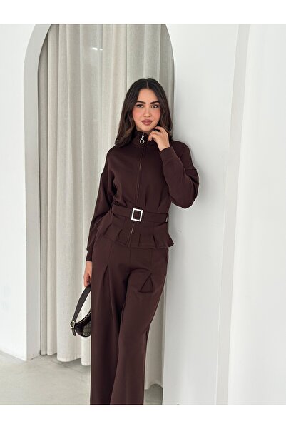 TheyYou Κομψό casual κοστούμι με φερμουάρ και ζώνη από ύφασμα Modal που ταιριάζει με τα ρούχα του ιδιοφυΐας / Σετ αθλητικής φόρμας Modest Modal