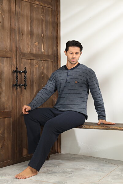 CALİA Χειμερινό ανδρικό σετ πιτζάμες με μακρυμάνικο γιακά με κουμπιά