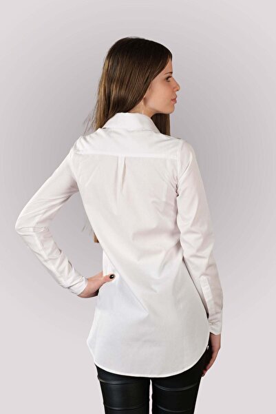 Suavette Classic White Shirt with Pocket, Made of Cotton and Bamboo Fiber