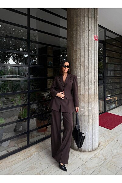 ossons Oversized Blazer Jacket Palozzo Pants Set