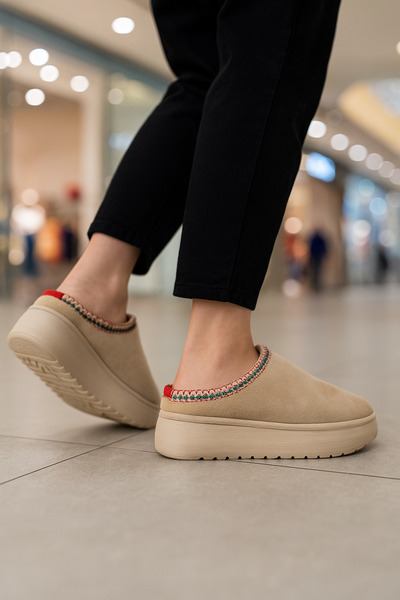 Shoebuo Winter Women's Fur-Lined Thick-Soled Suede-Look Home Office Slippers (Indoor & Outdoor)