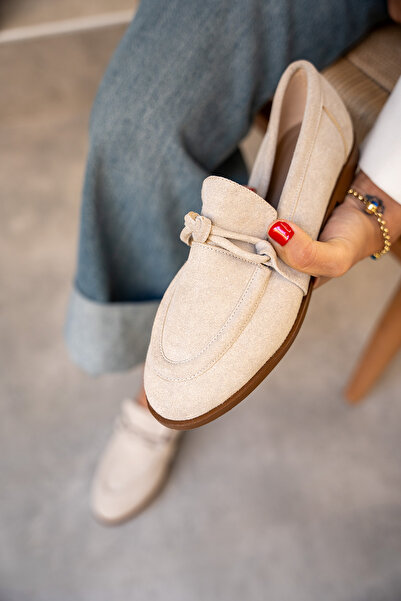 LAMİNTA Onapy Flat Sole Knot Detailed Shoes - Beige Suede